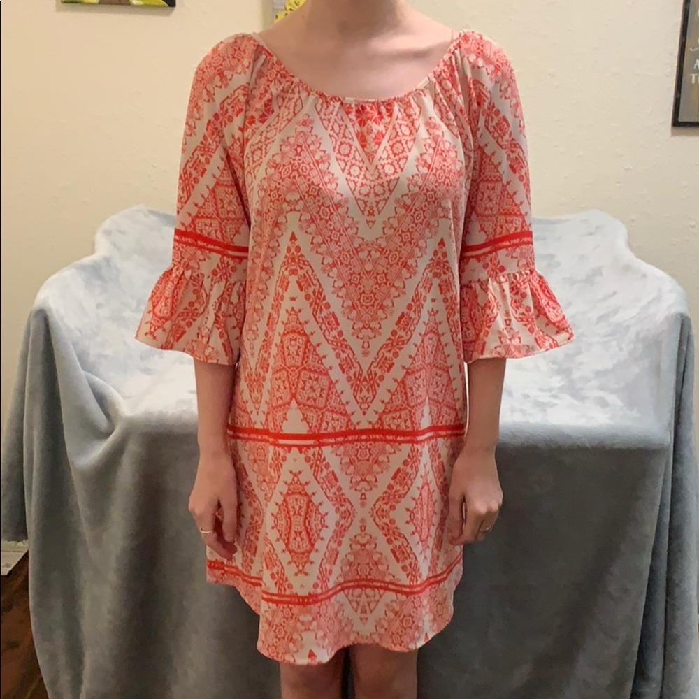 Small Dark coral and white dress
